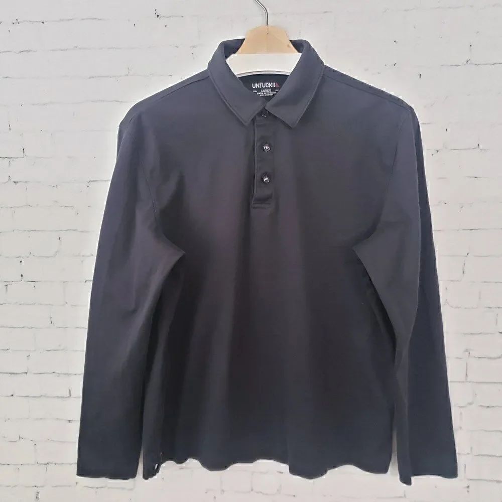 Untuckit Damaschino Long Sleeve Top Womens Size L Black 40251
